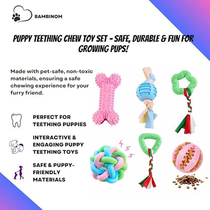 Chew Toys for Small Dogs, 6 Pcs Puppy Chew Toys, Soft Rubber, Eco-Friendly Dog Teething Toys for Puppies, Interactive Blue Dog Toys