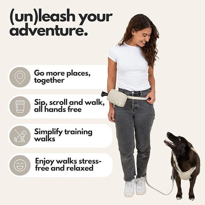 Hands Free Dog Leash with Treat Pouch – Waterproof Cross Body & Waist Leash for Dog Walking and Training with Poop Bag Holder - Cute Walking Accessories for Medium and Large