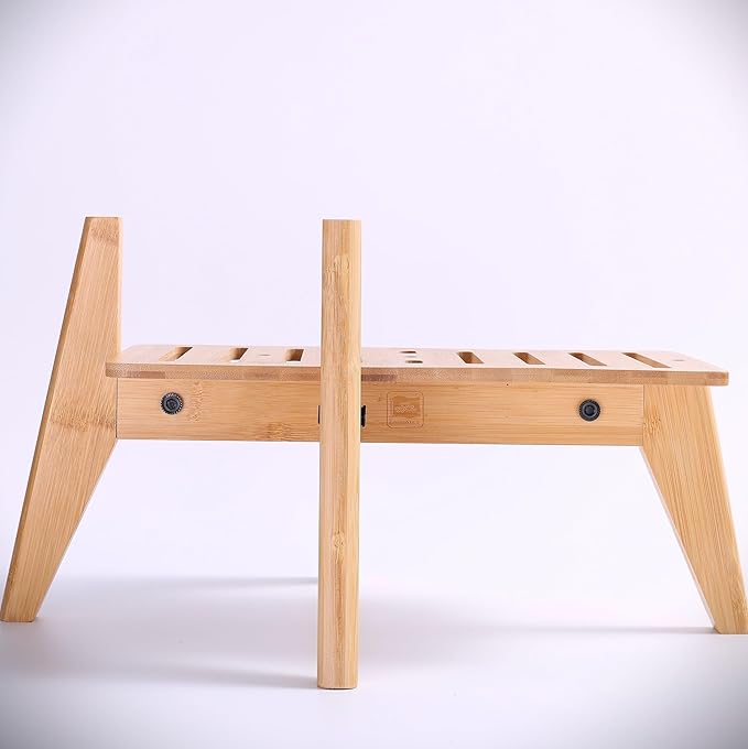 Stand for Automatic Dog Feeder - Large Dogs Suitable - Elevated Raised Dog Feeder Holder, Adjustable Platform for Dog Food/Water Bowl Dispenser - Bamboo