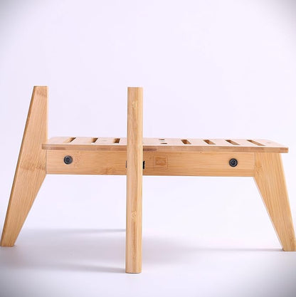 Stand for Automatic Dog Feeder - Large Dogs Suitable - Elevated Raised Dog Feeder Holder, Adjustable Platform for Dog Food/Water Bowl Dispenser - Bamboo
