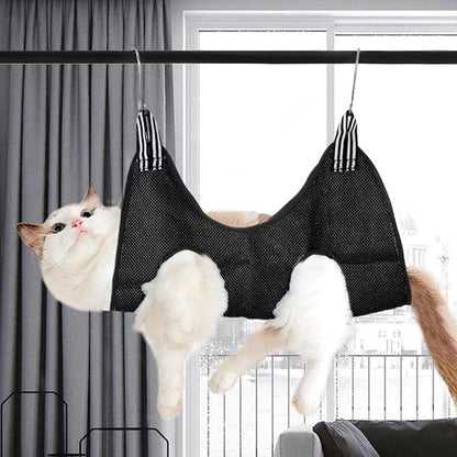 Pet Cat Grooming Hammock Restraint Towel Bag Bathing Bag Harness Breathable Dog for Trimming Puppy Small Medium Dogs Claw Care, Black, L