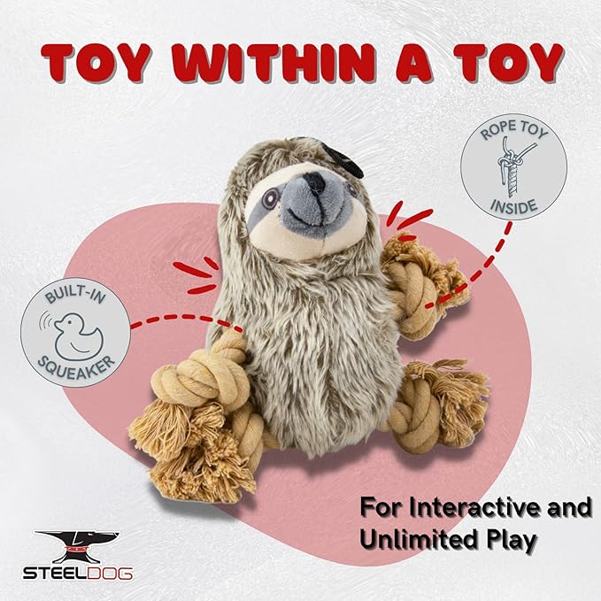 Steel Dog Roper Meerkat, Plush Dog Toy with Knotted Rope Hands and Feet, Dog Chew Toys for Small, Medium, Large Breed