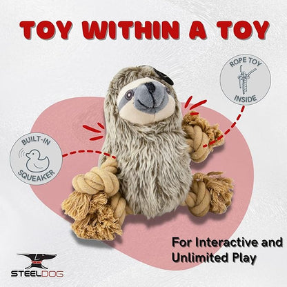 Steel Dog Roper Meerkat, Plush Dog Toy with Knotted Rope Hands and Feet, Dog Chew Toys for Small, Medium, Large Breed