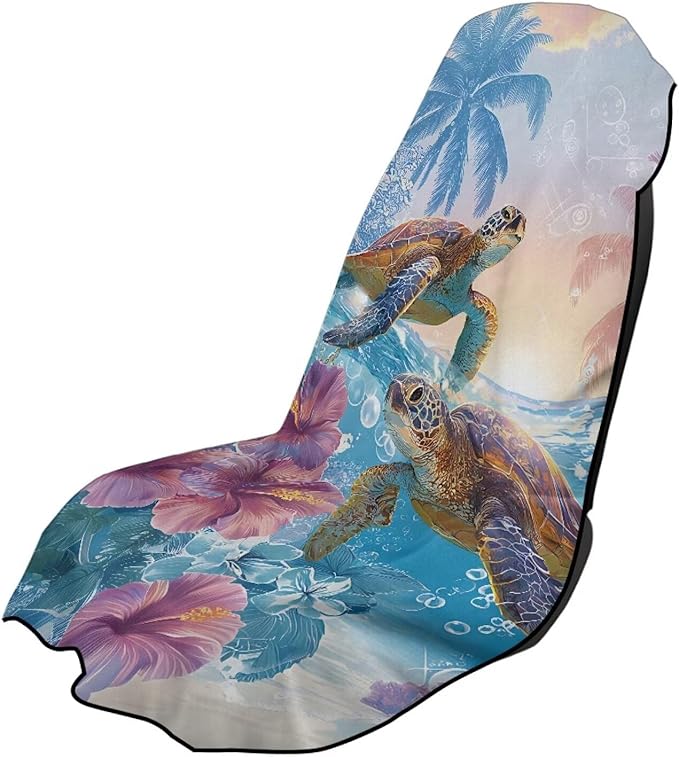 SEANATIVE Sports Towel Seat Covers for Cars - Quick-Dry Sweat Towels for Gym, Hiking & Beach with Anti-Scratch Design (Machine Washable, Universal Fit), Hawaii Sea Turtle Pattern