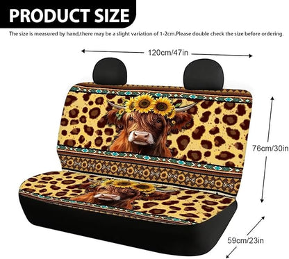 AFPANQZ Stripes Highland Cow Car Seat Cover Rear Seats Only High Stretchy Washable Bucket Seat Cushion Protector Backseats Covers for Girls Women, Fit Most Cars, Sedan, SUV, Van