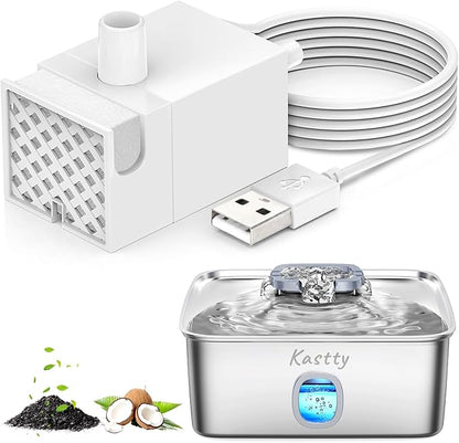 Kastty 15L Dog Water Fountain Pump, USB 5V 1A Pet Water Fountain Pump or Fountain Replacement, Ultra Quite Dog Water Dispenser Pump with LED Light P05