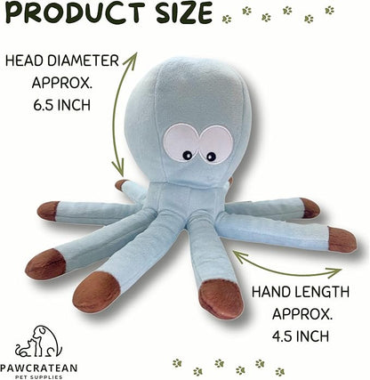 7" Squeaky Plush Toy for Puppies Small Dogs Self Etertainment Washable Soft Made [PET ONLY] (Grey Optopus)