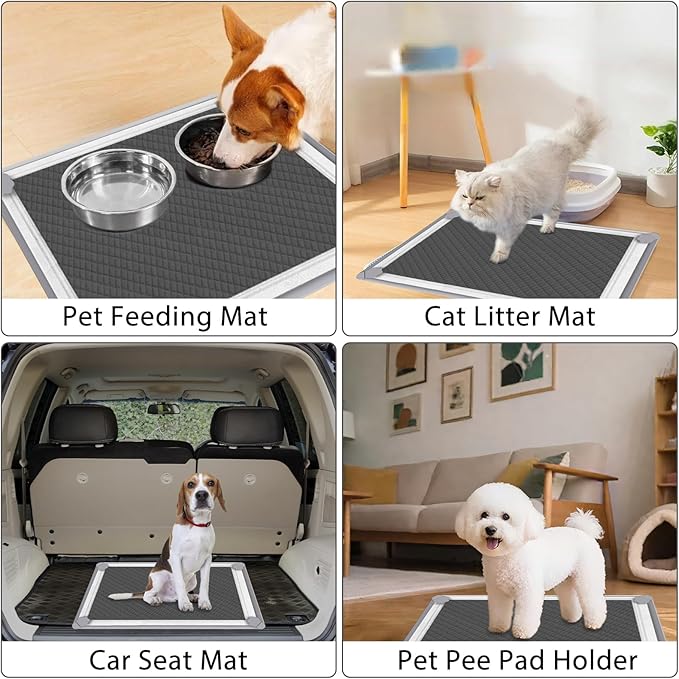 ELEGX Pee Pads Tray Silicone Dog Bedpan Tray, High Edge Puppy Pad Holder Tray for Easy to Clean and Spill Free Dog Bedpan Training Pad Tray with Fixing Buckle (24 INCH x 24 INCH)