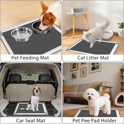 ELEGX Pee Pads Tray Silicone Dog Bedpan Tray, High Edge Puppy Pad Holder Tray for Easy to Clean and Spill Free Dog Bedpan Training Pad Tray with Fixing Buckle (24 INCH x 24 INCH)