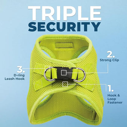Best Pet Supplies Voyager Step-in Air Harness - All Weather Mesh, Reflective, No Pull Harness for Dogs, Cats - Secure with Hook & Loop Fastener, Buckle, Double D-Rings - Lime Green, XL