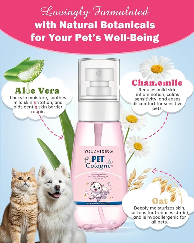 Dog Perfume & Pet Cologne - Long Lasting Baby Powder Scent | Alcohol-Free & Safe if Licked | Water-Based Deodorizer for Dogs & Cats | Fur-Conditioning, Non-Sticky