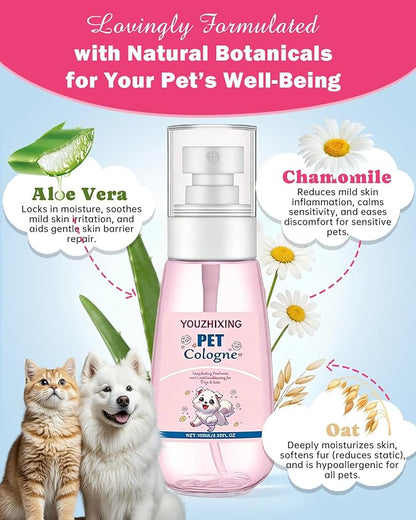 Dog Perfume & Pet Cologne - Long Lasting Baby Powder Scent | Alcohol-Free & Safe if Licked | Water-Based Deodorizer for Dogs & Cats | Fur-Conditioning, Non-Sticky