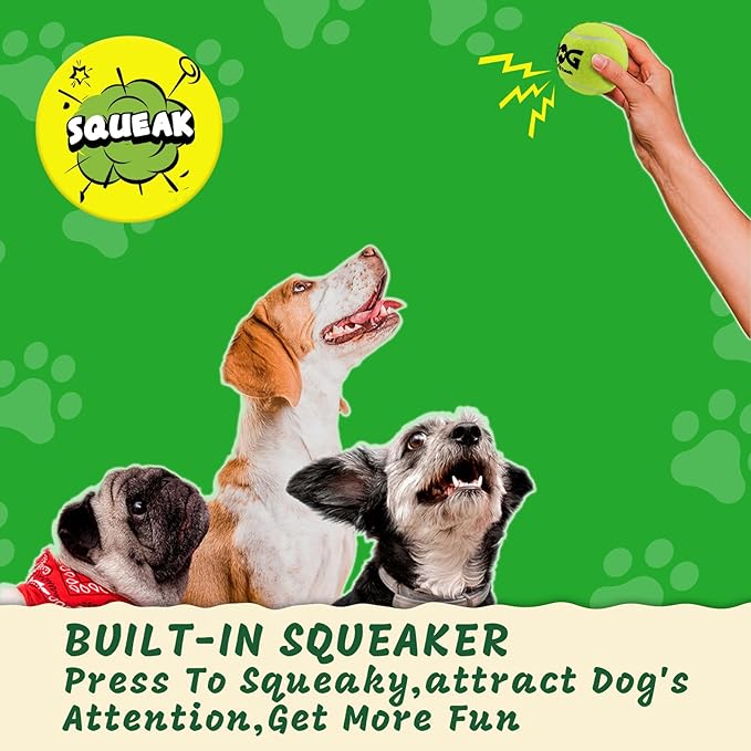 Squeaky Tennis Balls for Dogs Pack of 4 Easy Catching Dog Fetch Balls (Squeaky-Yellow)