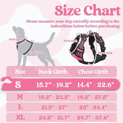 rabbitgoo Dog Harness Small Sized, No Pull Pet Harness with 3 Buckles, Adjustable Soft Padded Vest with Control Handle, Walking Reflective Pet Vest for Small Dogs, Rose Pink, S
