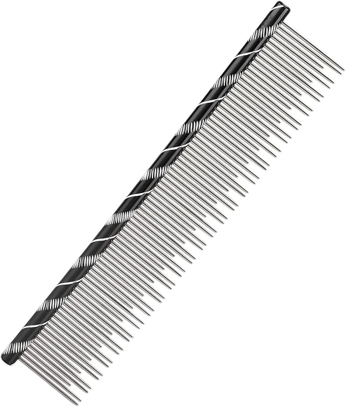 Pet Hair Removal Comb Reusable Comfortable Stainless Steel Comb for Cat Grooming Pet Hair Removal Comb Stainless Steel Pet Comb Open Knot Comb Grooming Comb (Black)