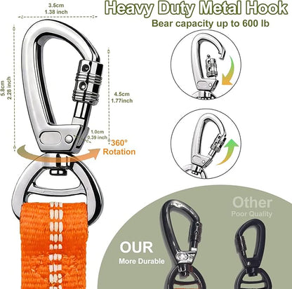 Dog Leash Heavy Duty, 4-6FT Bungee Leash Dog Seat Belt for Car With 2 Padded Handles, Strong Shock Tactical Tug Leashes Reflective Rope Lead for Medium L X-Large Dogs Walking Running Training (Orange)