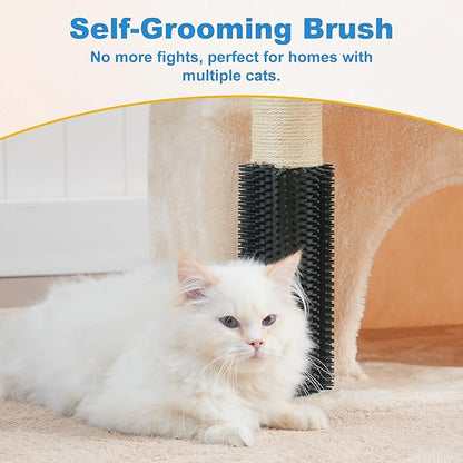 Hey-brother Cat Tree Tower with Extra Large Platform, Spacious Condo, 2 Cozy Hammocks, Self-Grooming Brush, Sisal Scratching Posts for Big Indoor Adult, Maine Coon, 35.4 Inches, Beige MPJ060M