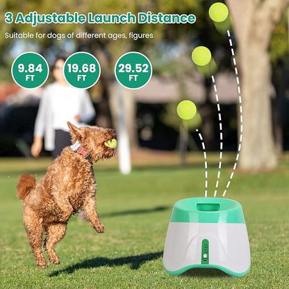 KOCASO Automatic Dog Ball Launcher with 6 Tennis Balls – 3 Adjustable Distance Settings, Interactive Fetch Machine for Small & Medium Dogs