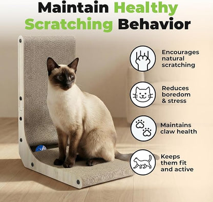 Best Pet Supplies Catify Cat Scratcher, Fun Interactive Scratchers, Posts, Poles, Claw Safe, Furniture Saver Indoor Play Support Natural Cat Behaviors Heavy Duty - L-Shape Scratcher, 16.5 x 11.4