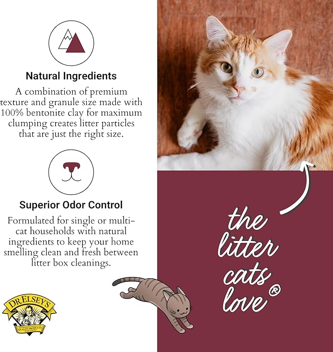 Dr. Elsey's Premium Clumping Cat Litter, Unscented | 99.9% Dust-Free | Low Tracking | Hard Clumping | Superior Odor Control