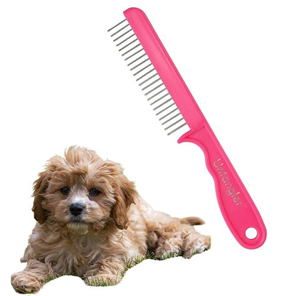 Super-Groom Combs with Smooth Rotating Teeth for Painless Mat Removal (French Rose Pink, 22 Coarse-teeth)