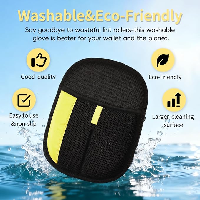 Pet Hair Removal Glove - Electrostatic Reusable Magic Brush Glove for Dog & Cat Hair Remover Glove on Sofa, Car Seats, Clothes & Bedding(Black)