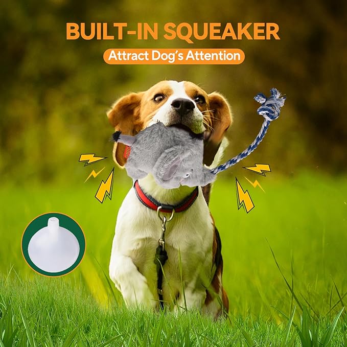 AUSCAT Plush Dog Rope Toy, Durable Squeaky Dog Toys for Puppy Small Medium Dogs (Not for Aggressive Chewers), Crocodile & Elephant & Flamingo