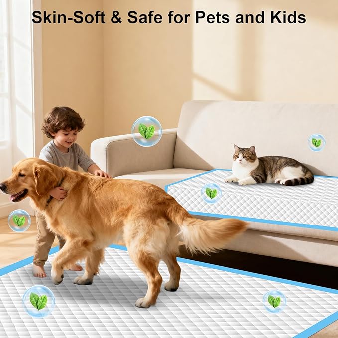 URPOWER Extra Large Dog Pee Pads 55"x29.5" 40 Count, 5XL Super Absorbent Puppy Pads Disposable Potty Training Pads for Dogs & Cats, Leak-Proof Wee Wee Pads, Pet Pee Pads for Car, Crate, Sofa