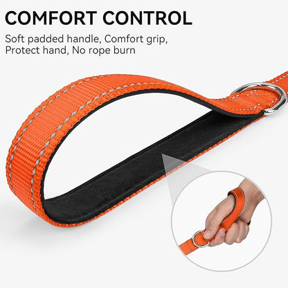 Joytale Dog Leash, 4 FT Double-Sided Reflective, Padded Handle Nylon Heavy Duty Leashes for Medium & Large Dogs Walking, Orange
