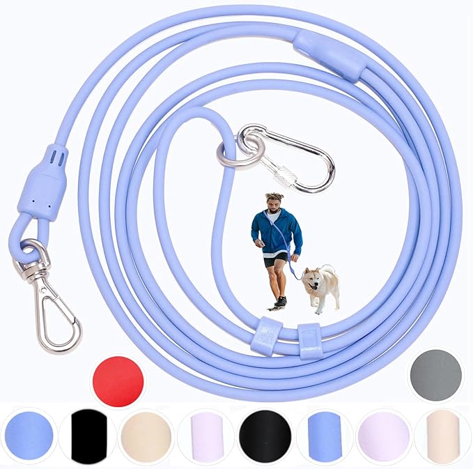 Hands Free Dog Leash Crossbody & Waist for Walking, 9-in-1 No Pull Dog Harness & Leash Set, Waterproof Training Slip Lead for Small Medium Breeds (8-20lbs, Blue)