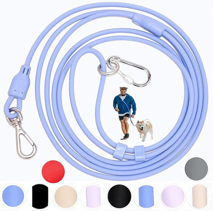 Hands Free Dog Leash Crossbody & Waist for Walking, 9-in-1 No Pull Dog Harness & Leash Set, Waterproof Training Slip Lead for Small Medium Breeds (8-20lbs, Blue)