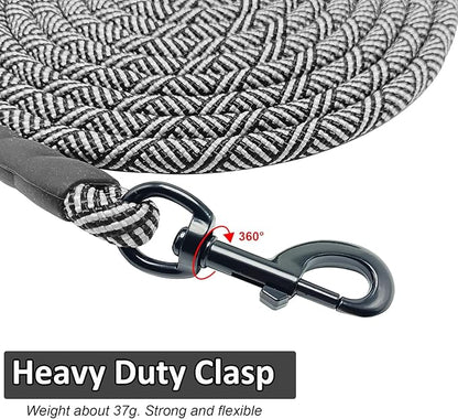 MayPaw 30ft Long Rope Dog Leash, 3/4/5/6/7/8/10/12/15/20/30FT Lengths Dog Lead Nylon Pet Leash, Soft Padded Handle Thick Lead Training Leashes for Large Medium Dogs (30ft * 1/2", Black)
