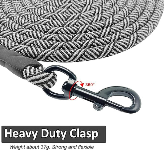 MayPaw 30ft Long Rope Dog Leash, 3/4/5/6/7/8/10/12/15/20/30FT Lengths Dog Lead Nylon Pet Leash, Soft Padded Handle Thick Lead Training Leashes for Large Medium Dogs (30ft * 1/2", Black)