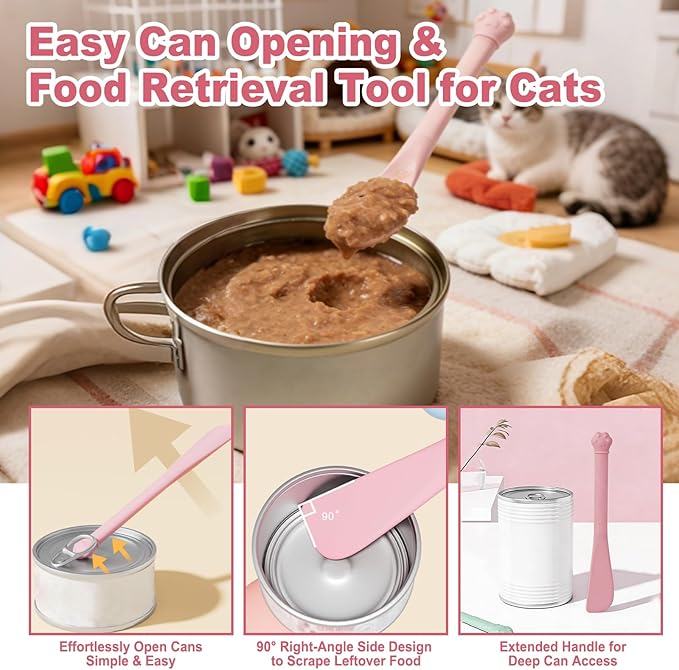 AZY 3-Piece Slow Feeder Cat Bowl and Lick Mat Set – Silicone Cat Treat Spoon & Feeding Mat for Wet Food, Enrichment and Slow Eating (Pink)