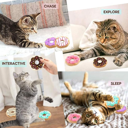 CiyvoLyeen 6 Pack Donut Cat Catnip Toys Kitten Chew Knickknack Sprinkles Interactive Pillows Teeth Grinding Catmint Plush Plaything Kitty Birthday Ideas Supplies 4 Inches