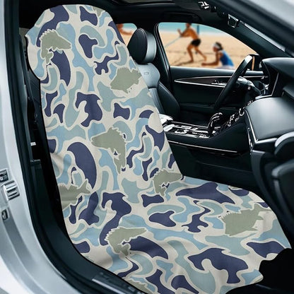 SEANATIVE Fish Camo Car Seat Cover Sweat Towel with Storage Bag for Front Seats in Cars, Trucks, SUVs – Universal Seat Liner, Easy Install, Washable, Breathable Fabric