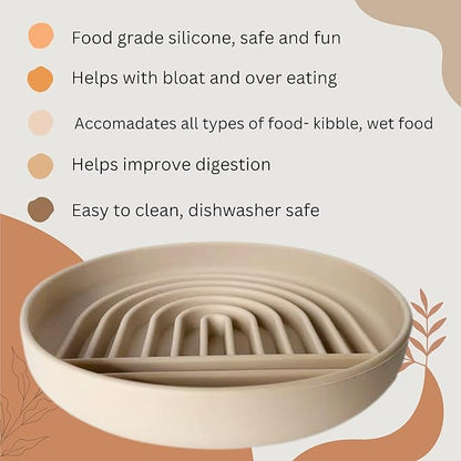 Modern Rainbow Pet Slow Feeder Bowl, Silicone Slow Feeder for Dogs & Puppies, Slow Eating, Modern Lick Mat Design, Reduces Gulping, Dishwasher Fit, for All Breed, Durable Mealtime Puzzle (Sky)