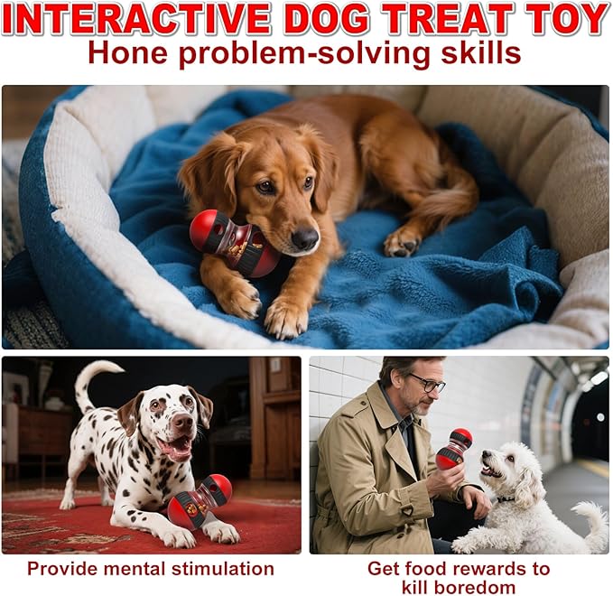 Dog Treat Dispenser Toy Interactive Dog Puzzle Toys Dogs Puzzles Feeder Slow Feeding Treat Dispensing Ball Food Dispenser Adjustable Spinning Funnel Toy for Small Medium Large Dogs