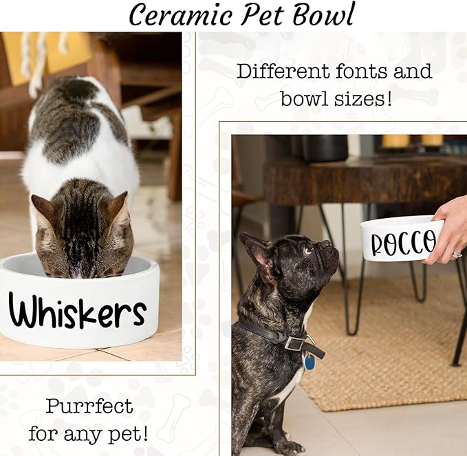 GUANKE Personalized Ceramic Pet Bowls, Custom Small Medium Large Dog Food Dishes, Puppy Cat Rabbit Water Bowl, Custom Name, S/M/L Size for All Pets