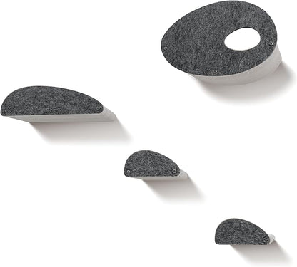Accessory ADD-ON Set of 4 Facades Covers Compatible with Cat Wall Shelves by Pryde Pets - 100% Sustainable PET Felt - Climbers Sold Seperately - Cats Shelf Privacy and Safety Bumpers (Charcoal)