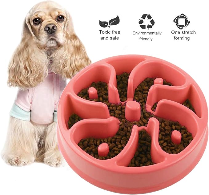 WenYing Slow Feeder Puzzle Dog Bowls, Interactive Bloat Stop Busy Bowl, Food Water Fun Feeding, Non-Slip Anti Choke Healthy Diet Bowls (Pink 1)