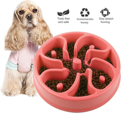 WenYing Slow Feeder Puzzle Dog Bowls, Interactive Bloat Stop Busy Bowl, Food Water Fun Feeding, Non-Slip Anti Choke Healthy Diet Bowls (Pink 1)