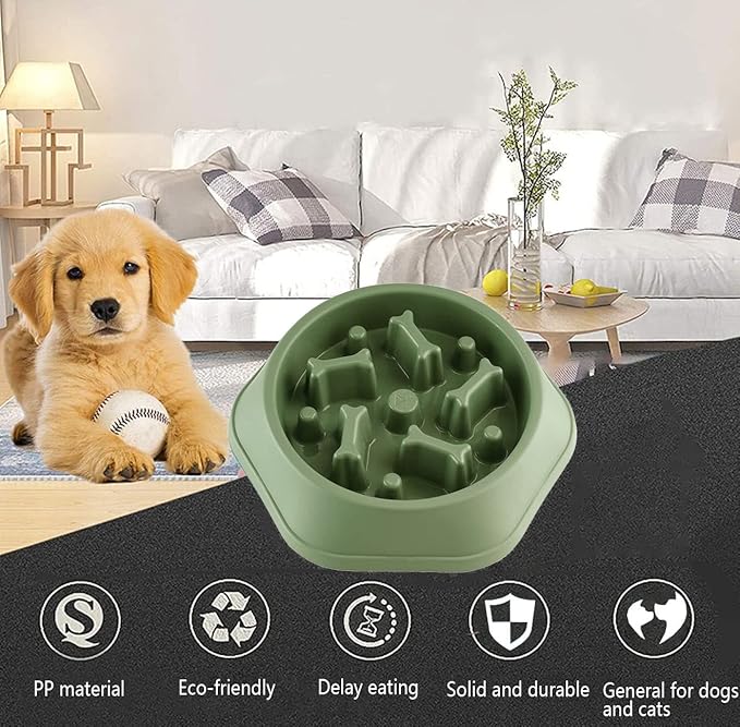 Slow Feeder Dog Bowl,Anti Gulping Healthy Eating Interactive Bloat Stop Fun Alternative Dog Slow Food Feeding Pet Bowl,