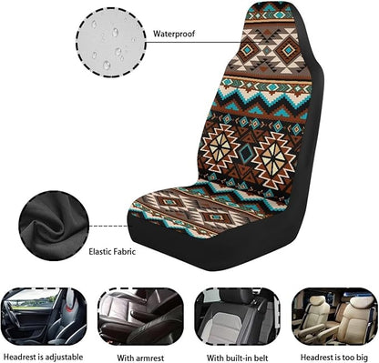 Southwest Aztec Car Seat Covers Waterproof Front Seat Covers 2 Pcs Easy Installation Breathable Front Seat Cover Protection Interior Accessories Universal for Auto Truck Van SUV