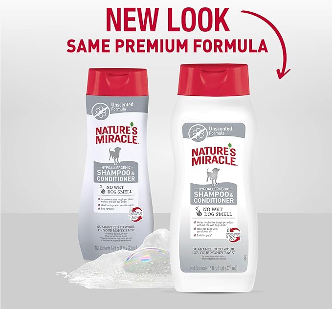 Nature’s Miracle Hypoallergenic Shampoo & Conditioner for Dogs, 16 Oz, Unscented