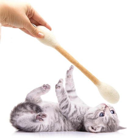 Glaciart One XXL Swabs Cat Toys with Catnip - 2 Pk | Durable for Chew, Cute Cat Toys Interactive Kitty for Boredom, Exercise, & Play | Filled w/Organic Catnip for Anxiety & as Digestive Aid