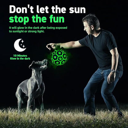 QDAN Premium Glow in The Dark Dog Toys, Dog Ball with Straps, Soccer Ball for Dogs, Outdoor Dog Toys, Pet Birthday Toys, Puppy Essentials for Medium to Large (8Inch)