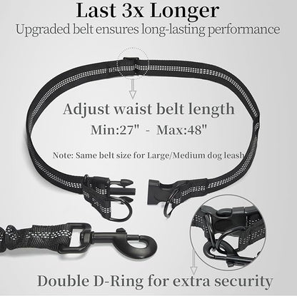 iYoShop Hands Free Dog Leash with Zipper Pouch, Dual Padded Handles and Durable Bungee for Walking, Jogging and Running Your Dog (Green Heart, Large)