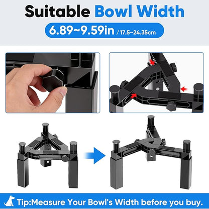 Aystkniet Dog Bowl Stand with Adjustable Height & Width, Anti-Slip Elevated Food Water Bowl Holder for Large Medium Small Dogs, Durable Raised Dog Feeder for Lifted Feeding, Only Stand Without Bowls
