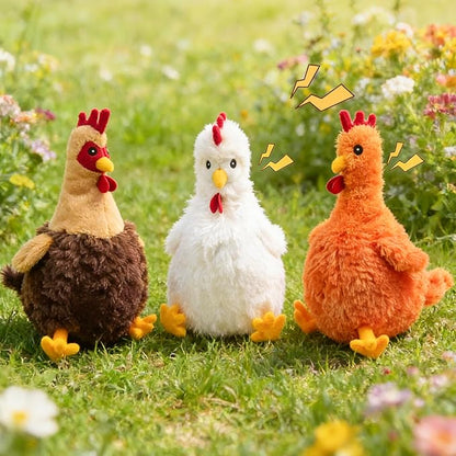 Squeaky Stuffed Dog Toys – Fat Plush Chicken Chew Toy, Cute & Funny Interactive Puppy Toy for Small, Medium & Large Dogs(Brown Chick)